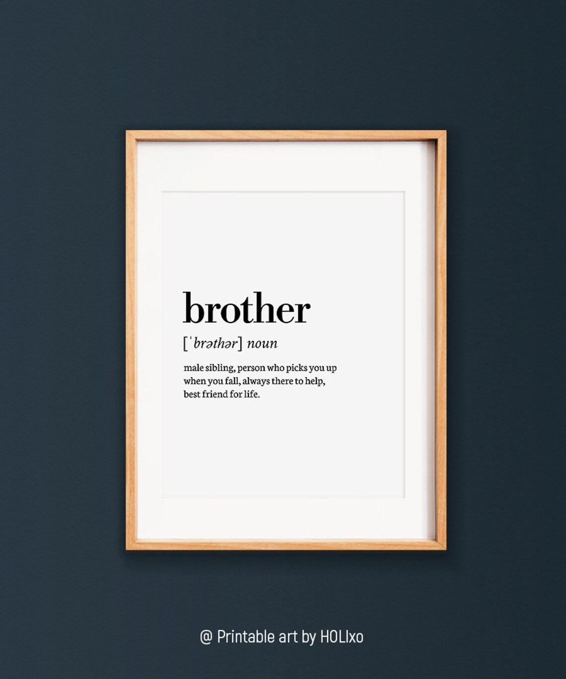 Gift for Brother Definition Wall Art Print Brother Sign Big Etsy