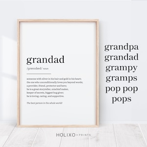 Regalo para abuelo, regalos para abuelo, día del padre para abuelo, regalo de cumpleaños para abuelo, tarjeta para abuelo, regalo, impresión de arte de pared