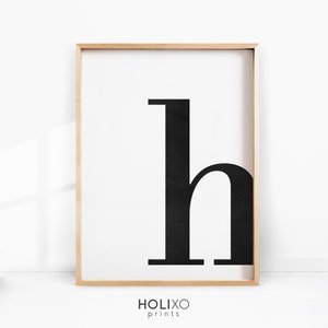 H Letter Print, Monogram Wall Art, Typography Poster, Printable Letter H Print Initial Wall Decor, Scandinavian Minimalist, Digital Download