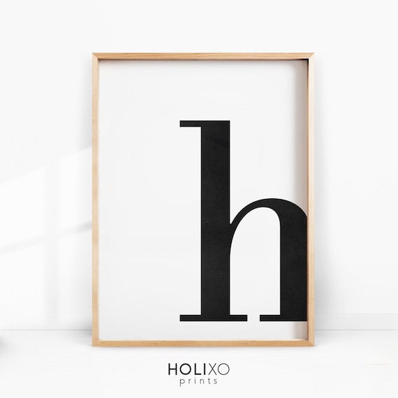 H Letter Print Monogram Wall Art Typography Poster - Monogrammed Initials For Wall