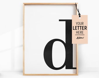 Custom Letter Wall Decor, Scandinavian Print, Minimalist Wall Art Print, Initial sign, Initial d, m, g, Letter Decor, Monogram Printable Art