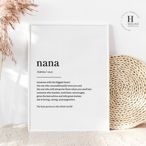 Nana-definition, Nana-present, presenter till Nana, mors dag-present, Nana-födelsedagspresenter, Nan-nan-present, mormor, mormors väggkonst, Nana-tryck bild 3