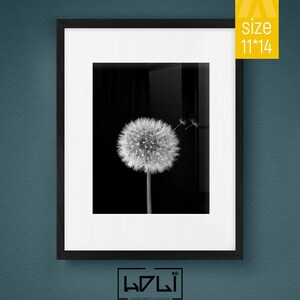 Dandelion Wall Art Prints, Black and White Prints, Scandinavian, Modern Minimalist Art, Dandelion Print, Modern Wall Decor, Digital Download image 7