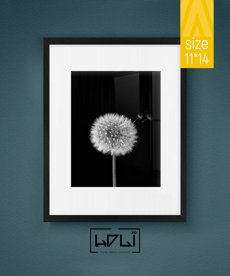 Dandelion Wall Art Prints, Black and White Prints, Scandinavian, Modern Minimalist Art, Dandelion Print, Modern Wall Decor, Digital Download image 7