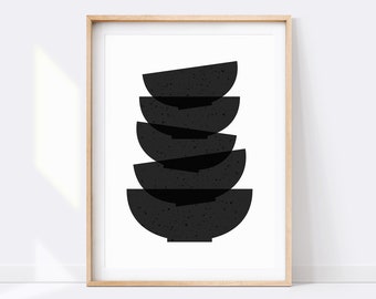 Modern Kitchen Wall Art, Printable Boho Decor, Dining Room Wall Art, for Kitchen, Mid Century Modern, Black and White Kitchen Decor Wall Art