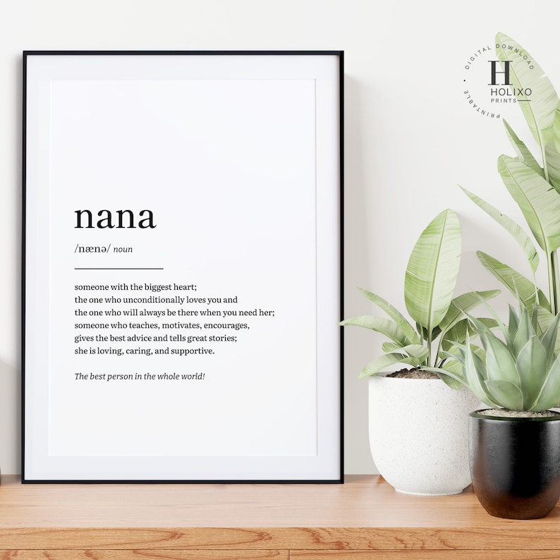 Nana-definition, Nana-present, presenter till Nana, mors dag-present, Nana-födelsedagspresenter, Nan-nan-present, mormor, mormors väggkonst, Nana-tryck bild 7
