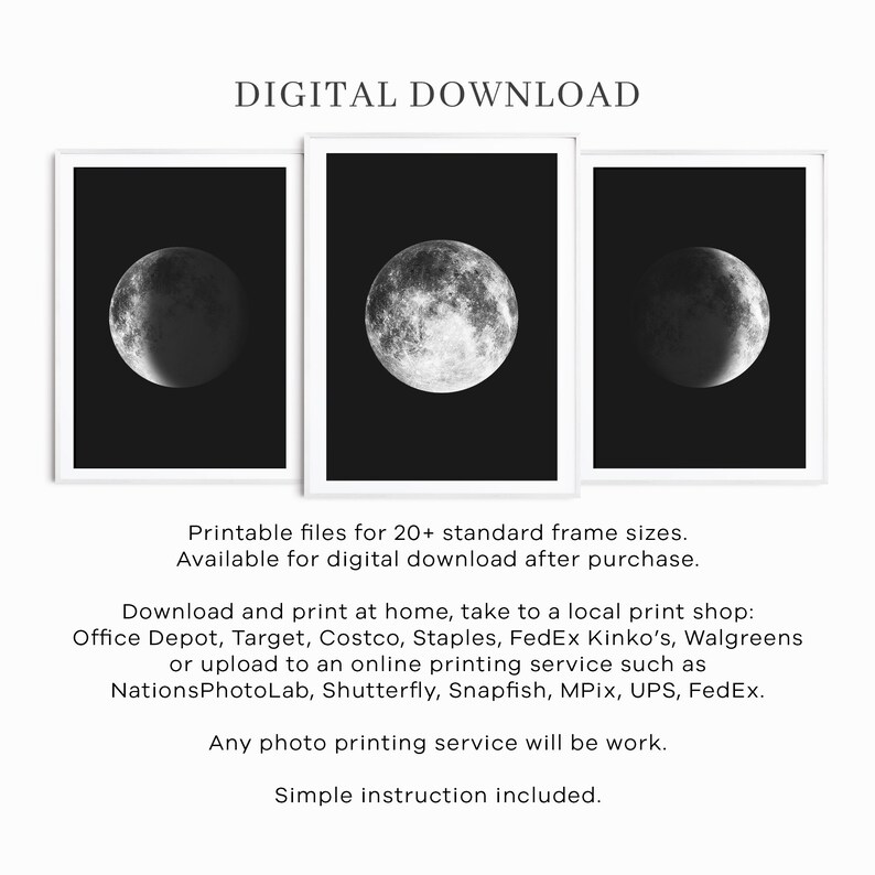 Moon Wall Art Prints Master Bedroom Wall Decor Over the Bed Etsy