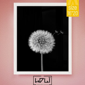 Dandelion Wall Art Prints, Black and White Prints, Scandinavian, Modern Minimalist Art, Dandelion Print, Modern Wall Decor, Digital Download image 3