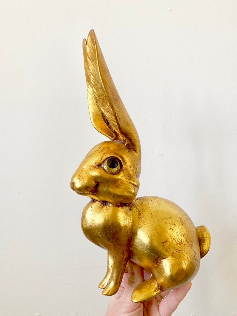 Freeman McFarlin ceramic Signed Freemam McFarlin gold long eared rabbit Vintage Freeman McFarlin gold rabbit Freeman McFarlin Pottery