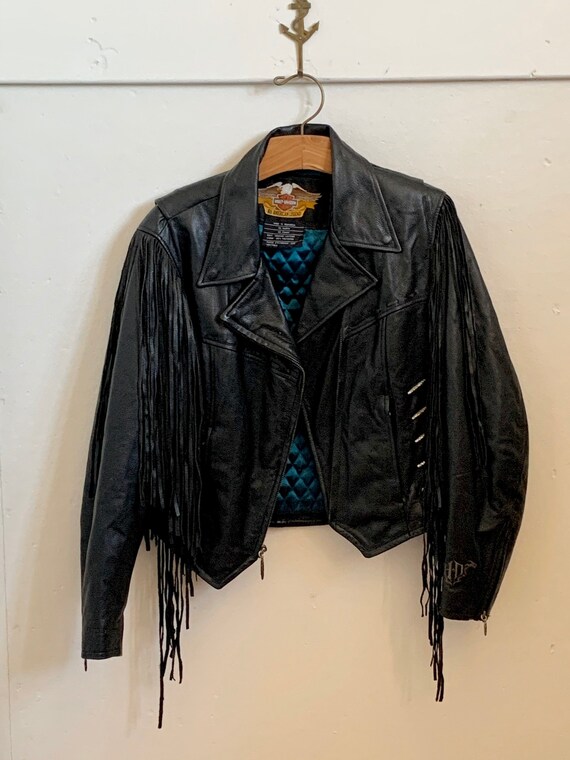 Women’s vintage Harley Davidson fringed leather ja