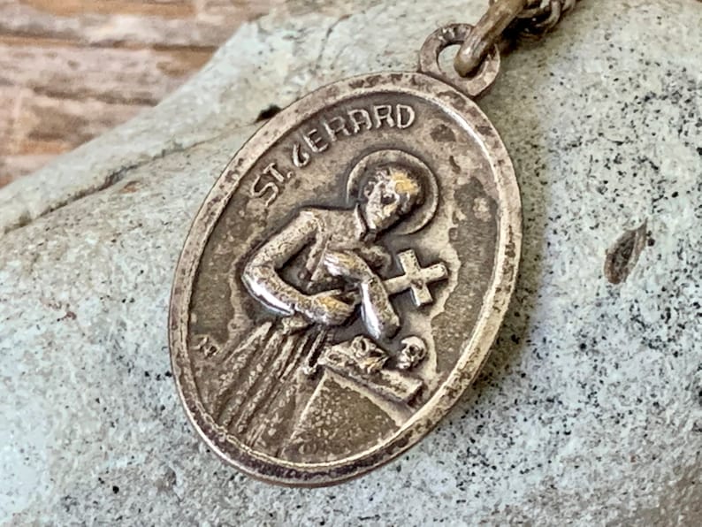 Gerard pendant Vintage Catholic St Gerard Medallion Saint Gerard Vintage St patron saint of motherhood pendant St Gerard pendant