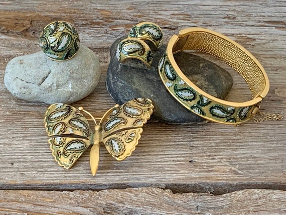 Vintage Mid Century Karu Jewelry Set, vintage Karu