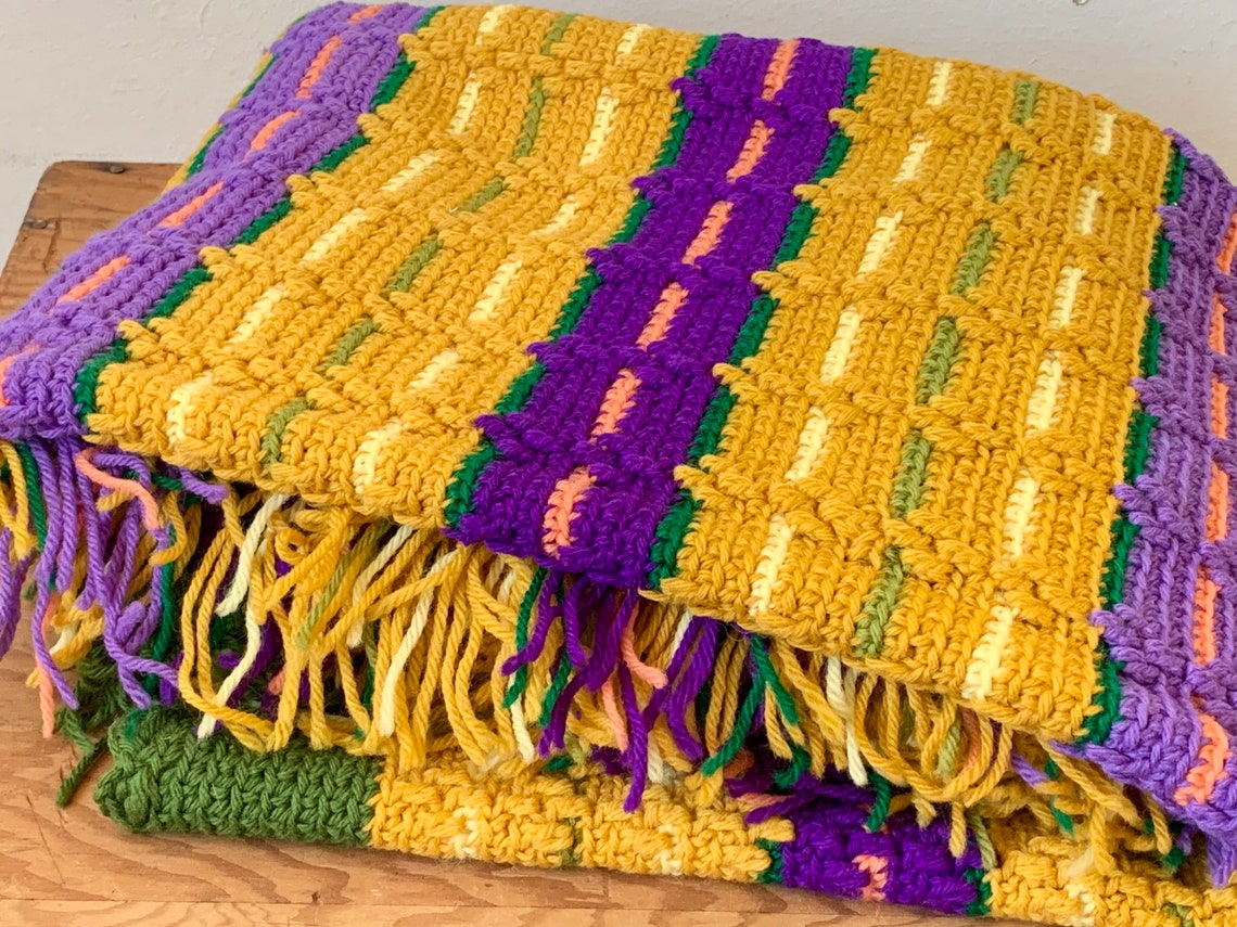 Vintage handmade afghan blanket vintage handmade afgahn Etsy