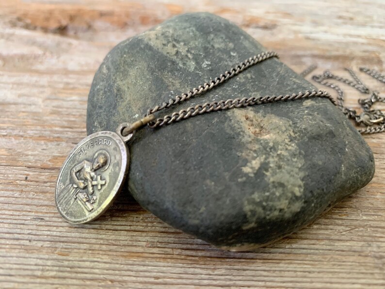 Gerard pendant Vintage Catholic St Gerard Medallion Saint Gerard Vintage St patron saint of motherhood pendant St Gerard pendant