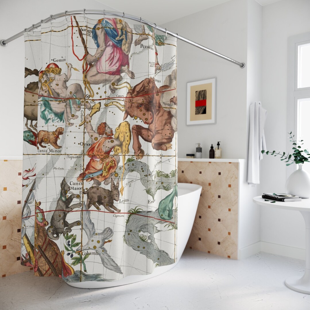 Vintage Astrology Map Shower Curtain 71x74 Etsy
