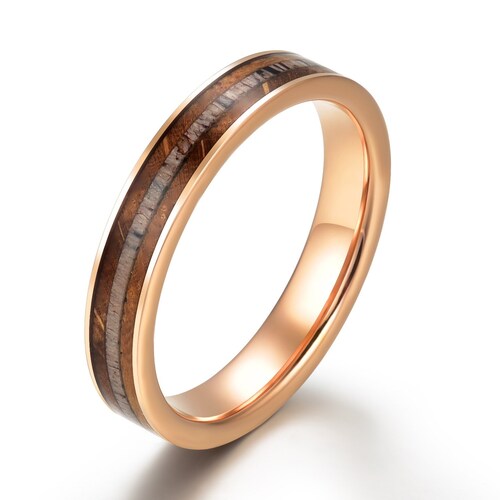 Antler Whiskey shops Barrel Rose Tungsten Mens Wedding Ring