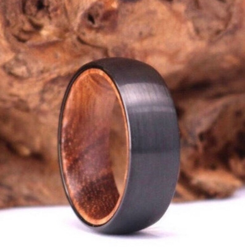 Tungsten Ring Zebra Wood Mens Wedding Band Mens Wedding Etsy