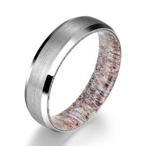 Ladies Wedding Ring Tungsten Ring With Deer Antler Womans Wedding Band