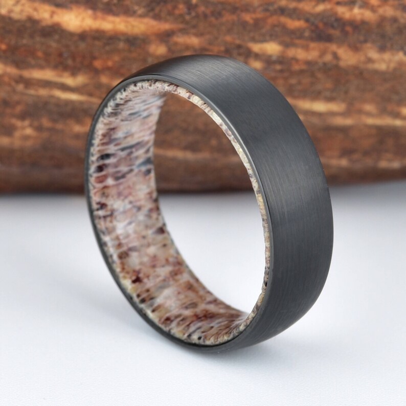 Antler Wedding Ring Tungsten Wedding Band Antler Ring Etsy