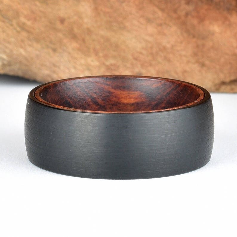 Snake Wood Wedding Band Tungsten Mens Ring Black Etsy