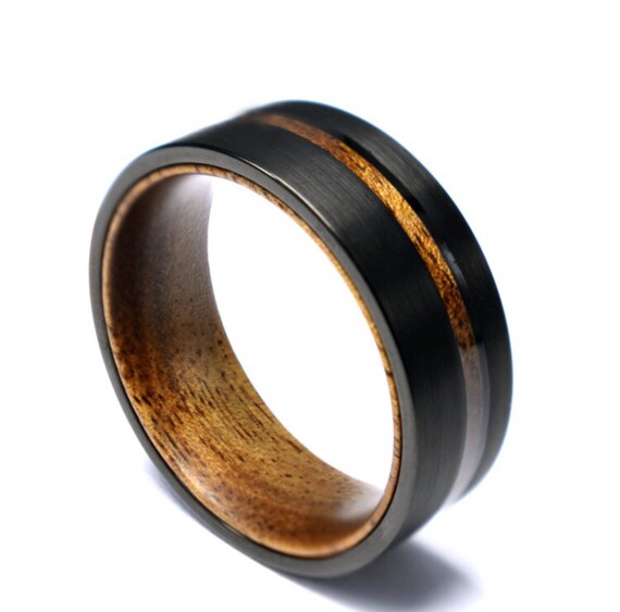 mens wedding bands tungsten and wood