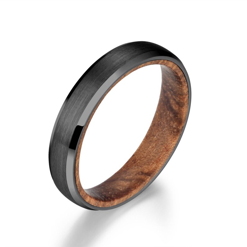 Tungsten Ring Zebra Wood Mens Wedding Band Mens Wedding Etsy