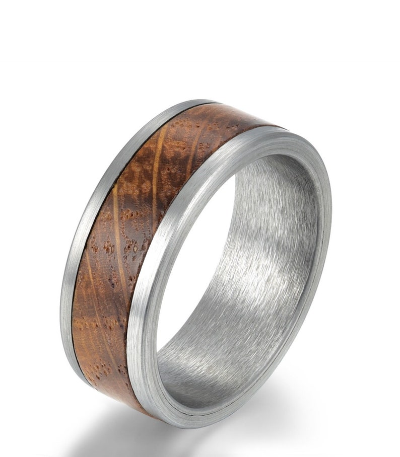 Whiskey Barrel Tungsten Mens Wedding Band Bourbon Whiskey Etsy