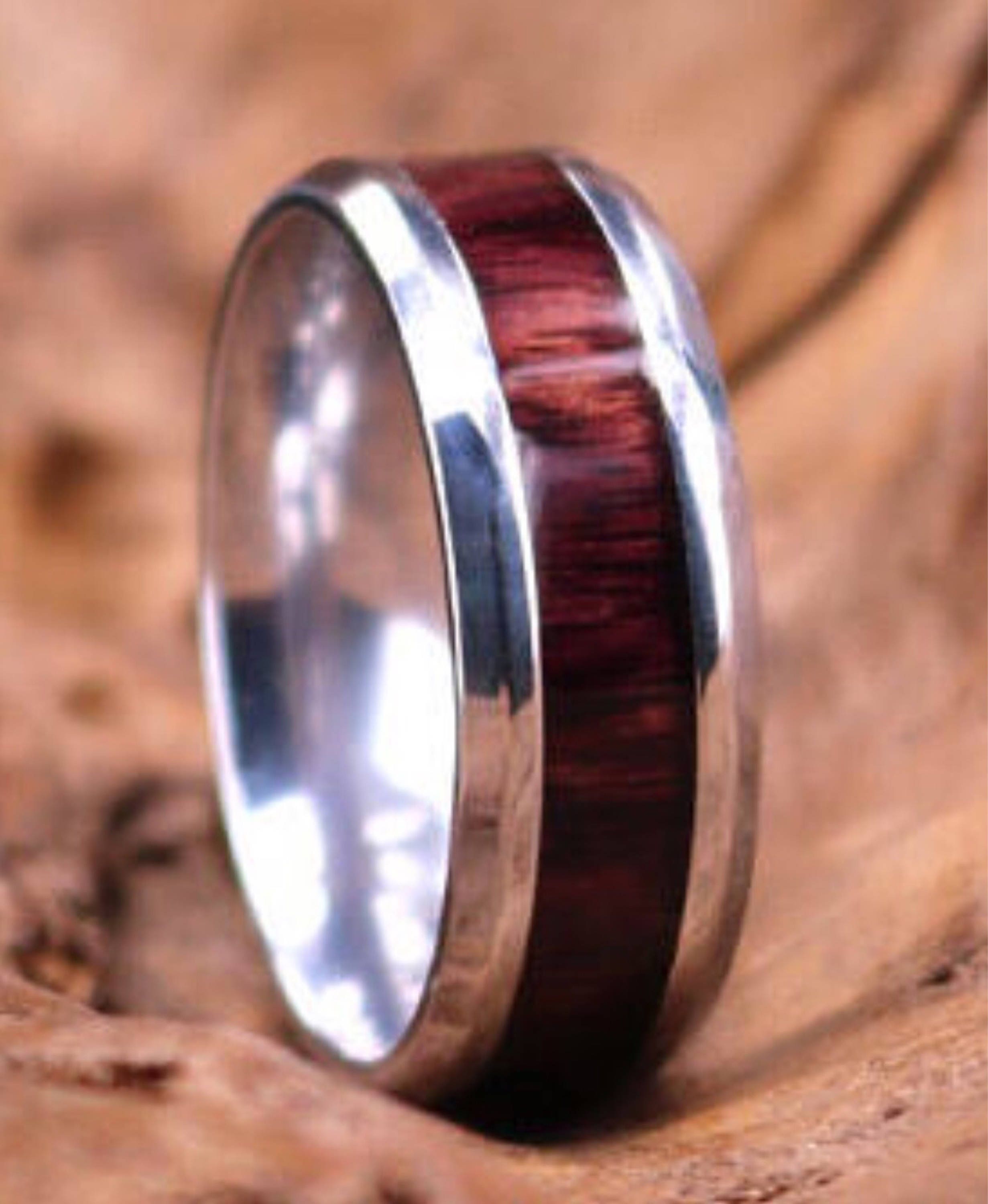 Amazon Com Titanium Olive Wood Ring 8mm Mens Wedding Band Unique Wedding Ring Custom Wooden Wedding Band Titanium Wedding Band Mens Handmade