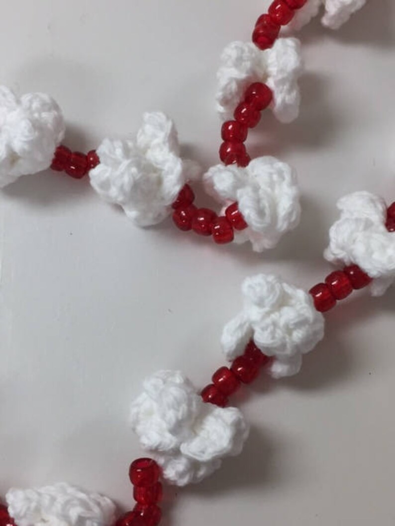 Christmas Tree Crochet Popcorn Garland Retro Christmas | Etsy