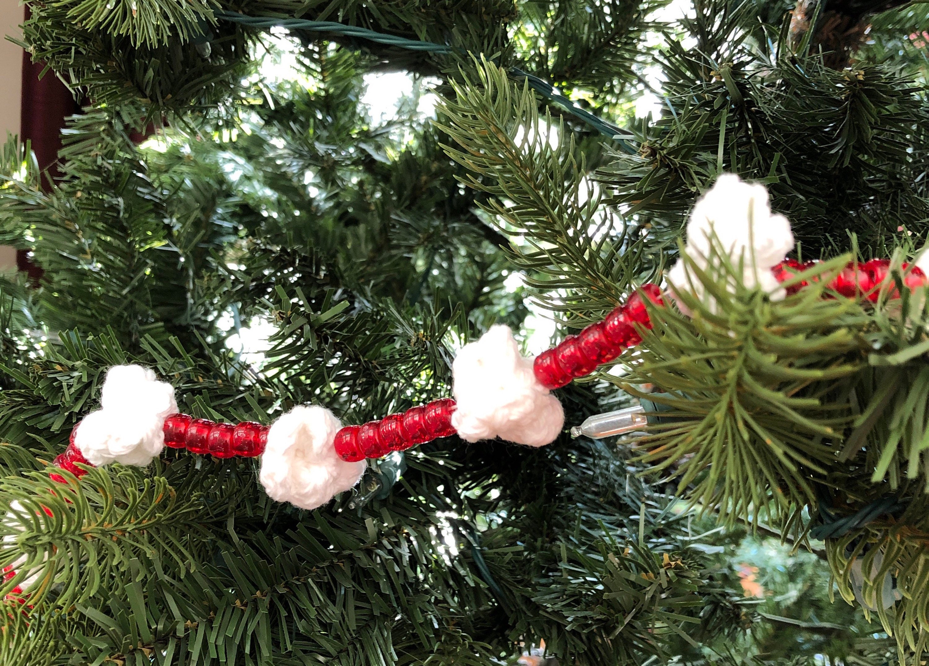 Heirloom Quality Handmade Crocheted Christmas Tree Popcorn & Cranberry Garland