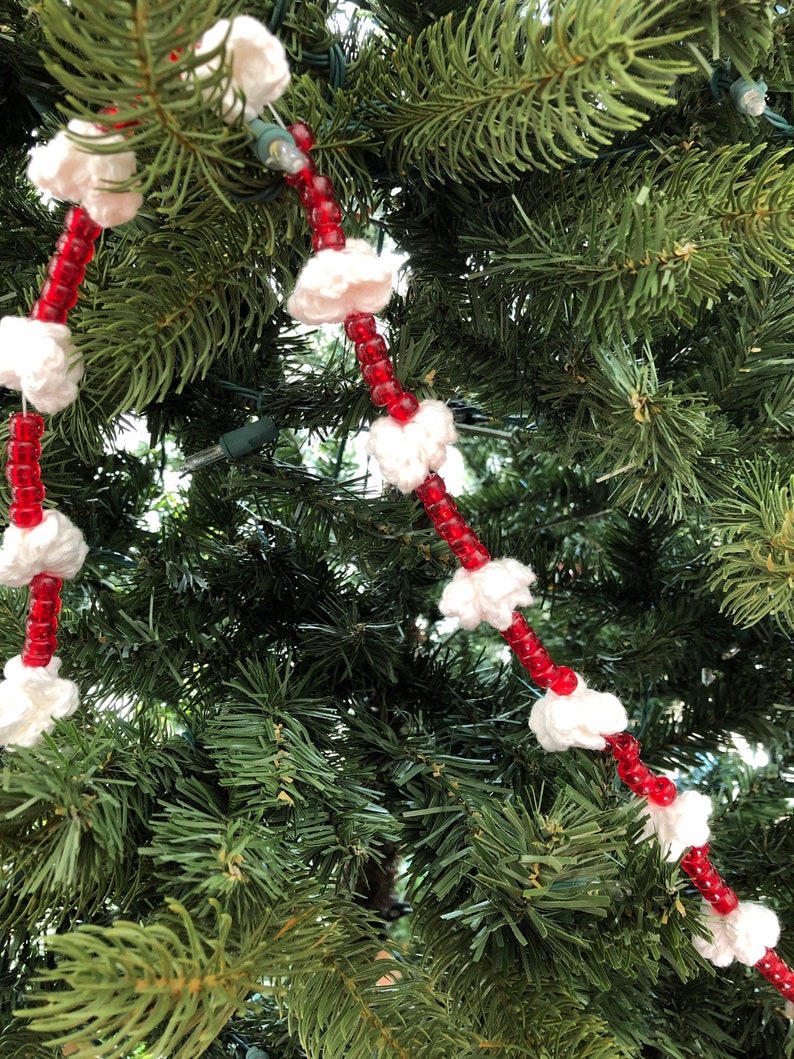 Christmas Tree Crochet Popcorn Garland Retro Christmas Etsy