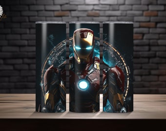 Emballage pour gobelet Iron Man, design par sublimation, 20 oz PNG (téléchargement numérique)