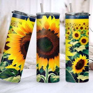 Sunflower Tumbler 20 oz Tumbler Wrap, Digital Download PNG, Sublimation Design, skinny tumbler, sunflower wrap