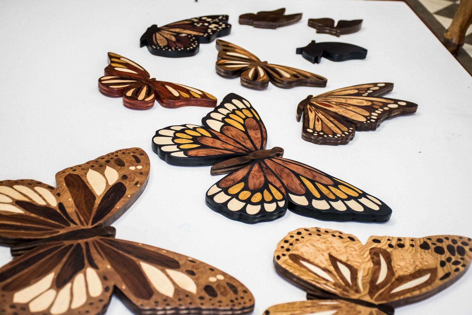 Inlay butterflies wooden butterflies wall art marquetry Etsy