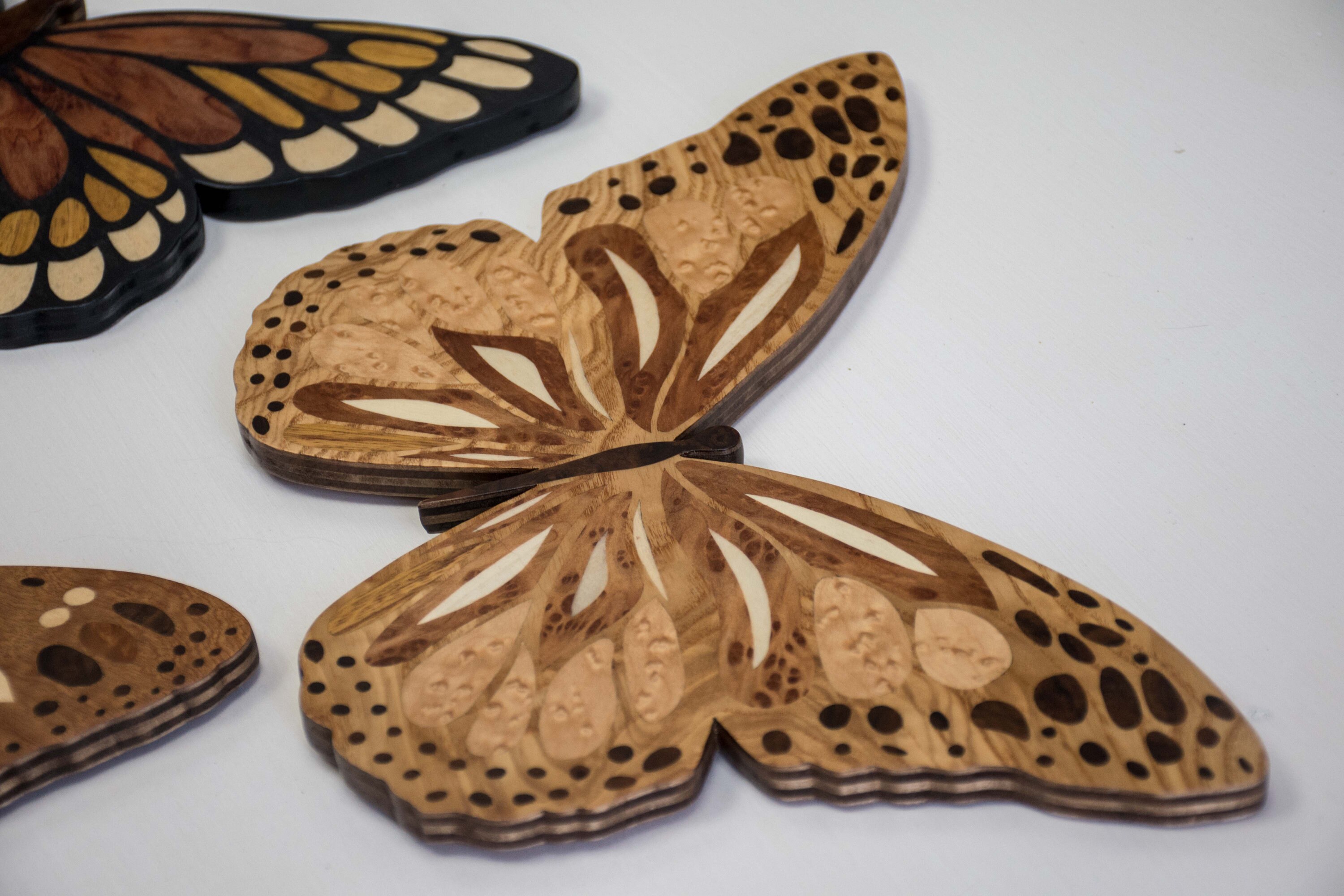 Inlay Butterflies Wooden Butterflies Wall Art Marquetry Etsy UK