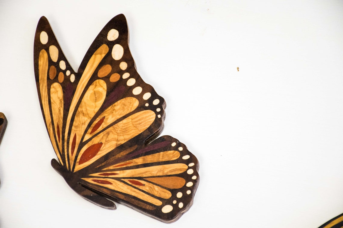 Inlay Butterflies Wooden Butterflies Wall Art Marquetry Etsy UK