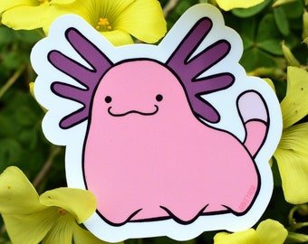 Beta "Shiny" Wooper Pokémon Pink Design Axolotl Inspired, Cute Pink Axolotl sticker art, Simple Cute Axolotl, Aquarium gift, Cute Salamander