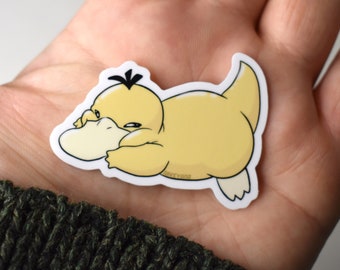 Cute Psyduck Squish faced sticker, Kawaii Duck sticker, Psyduck Laptop Sticker, Cute Kawaii Pokemon Duck Sticker, Relaxing Sleepy Psyduck