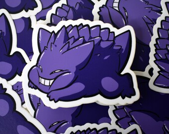 Cute Mischievous Gengar Sticker, Squish Face Pokemon, Cute Pokemon, Ghost Sticker, Pokemon Sticker, Kawaii Sticker, Cute Kawaii Stationary