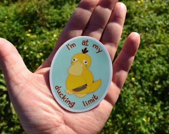 I'm at My Ducking Limit Sticker, Mental Health Duck, Funny Duck sticker, Crying Duck Knife Sticker,