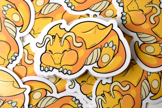 Squish Face Dragonite, Dragonite Sticker, Sleepy napping Dragon Sticker, Cute Pokemon Sticker, Kawaii Pokemon, Cute Dragon Pokemon art