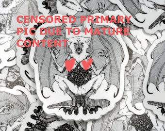 Mature content Lamashtu Goddess Female Demon Sticker, Mesopotamian mythology, Wolf demon monster art, monster horror art, metal demigoddess