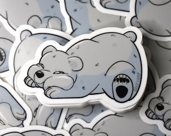 Cute Polar Bear Sticker, White bear art, Kawaii Bear sticker, Alaska gift, bear stationary, bear lover gift, NPS worker gift, nature lover