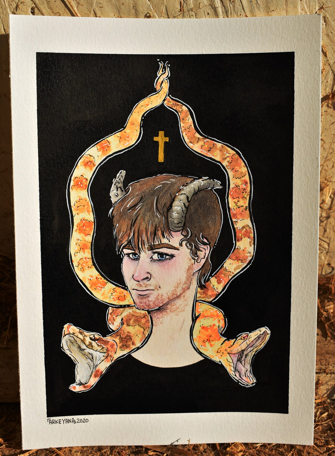 Ig Perrish, Horns Movie, Daniel Radcliffe, Devil or Angel, Original Watercolor Painting