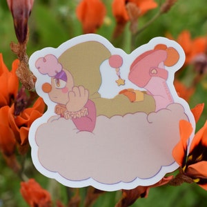 Cute Clown on a Cloud Sticker, Vintage Style Clown Dreaming Art, Kidcore, Clowncore Stationary gift, Cute Clown Sticker, Dreamy art, Jester