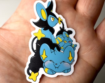 Sticker Shinx mignon, Sticker Luxio Cool, Sticker Pokemon famille douce mignon, Sticker frère et sœur kawaii mignon, Sticker Lionceau Sticker Fan de Pokémon