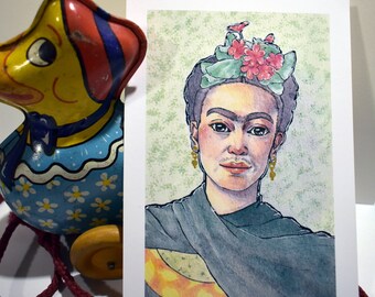 Watercolor Painting Print "Frida Kahlo" Matte 4x6" (Free Shipping)