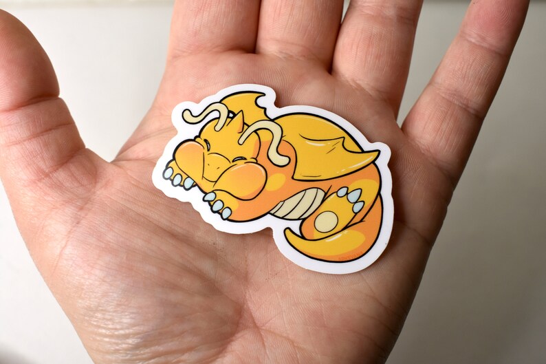 Squish Face Dragonite, Dragonite Sticker, Sleepy napping Dragon Sticker, Cute Pokemon Sticker, Kawaii Pokemon, Cute Dragon Pokemon art Bild 3