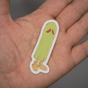 Afterlife Ghost wearing Fuzzy House Slippers Sticker, Pastel Ghost Sticker, Original Ghost Art, Spooky Season Sticker, Nostalgia