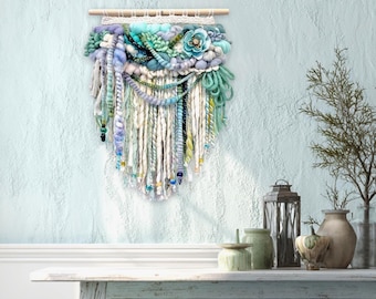 Cypress Fog - Handmade Fiber Art Tapestry, Woven Wall Hanging